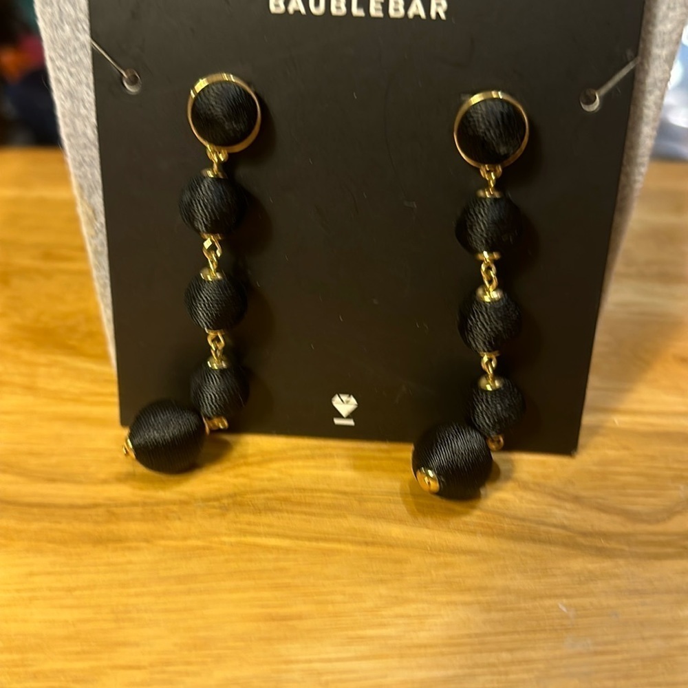 Baublebar beautiful, black dangling earrings. The drop is 3 inches. NWT.​​​